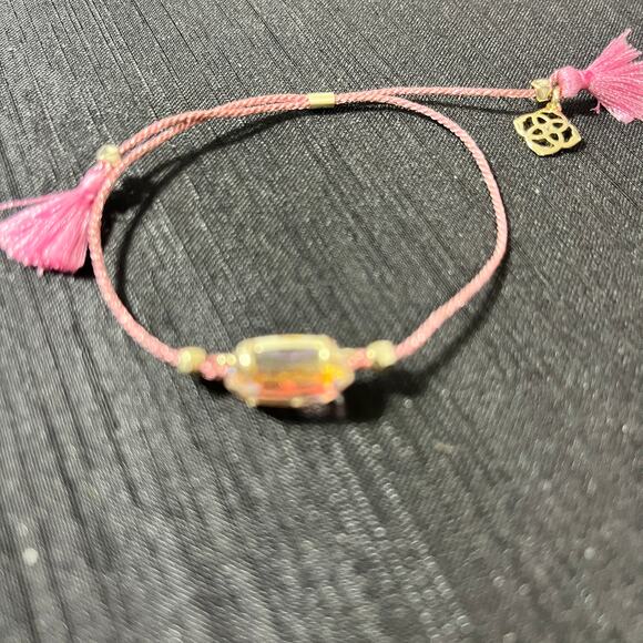 Kendra Scott Gold Watercolor Stone Everlyne Pink Cord Friendship Bracelet - Picture 1 of 3